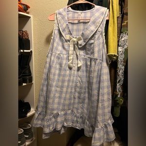 Urban Outfitters Blue Gingham Babydoll Dress Medium